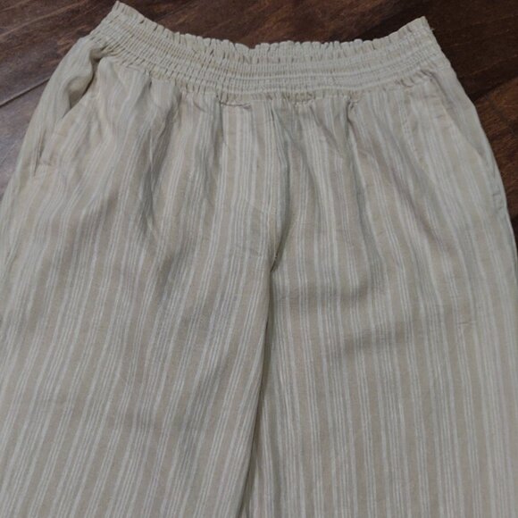 Land 'n Sea Smocked Waist Linen Blend Striped Pants SIZE LARGE - Picture 2 of 6